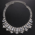 Gemstone Crystal Collar Necklace - Silver