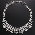 Gemstone Crystal Collar Necklace - Silver