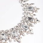 Gemstone Crystal Collar Necklace - Silver