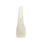 Geometric Pearl Beaded Evening Clutch Bag - White