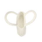 Geometric Pearl Beaded Evening Clutch Bag - White