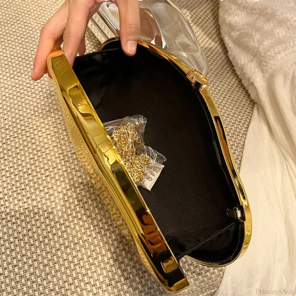Luxury Gold Acrylic Evening Purse Designer Wedding Bag