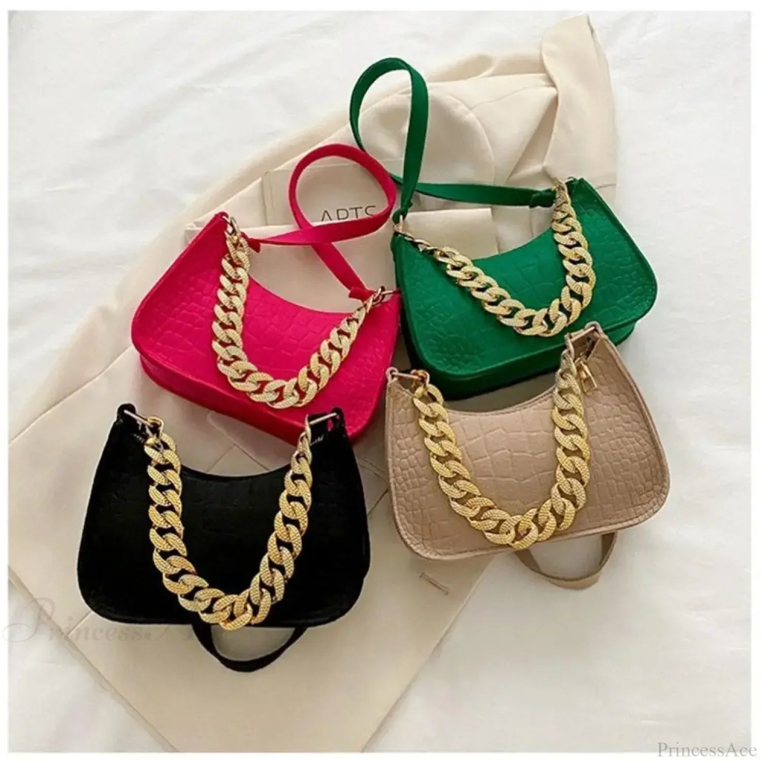 Luxury Metal Chain Shoulder Handbag Elegant Clutch