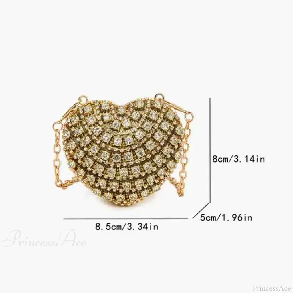 Luxury Mini Diamond Heart Shape Crystal Clutch Bag