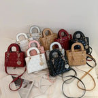 Luxury Quilted Square Handle Crossbody Handbag