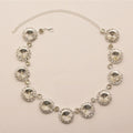 Luxury Gemstone Crystal Round Cut Collar Necklace - Silver