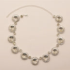 Luxury Gemstone Crystal Round Cut Collar Necklace - Silver