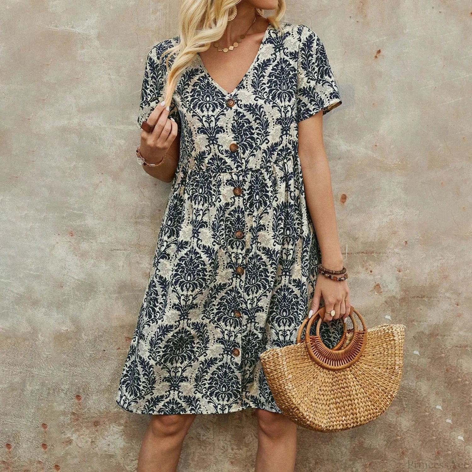 M Floral Casual Slim Summer Sundress