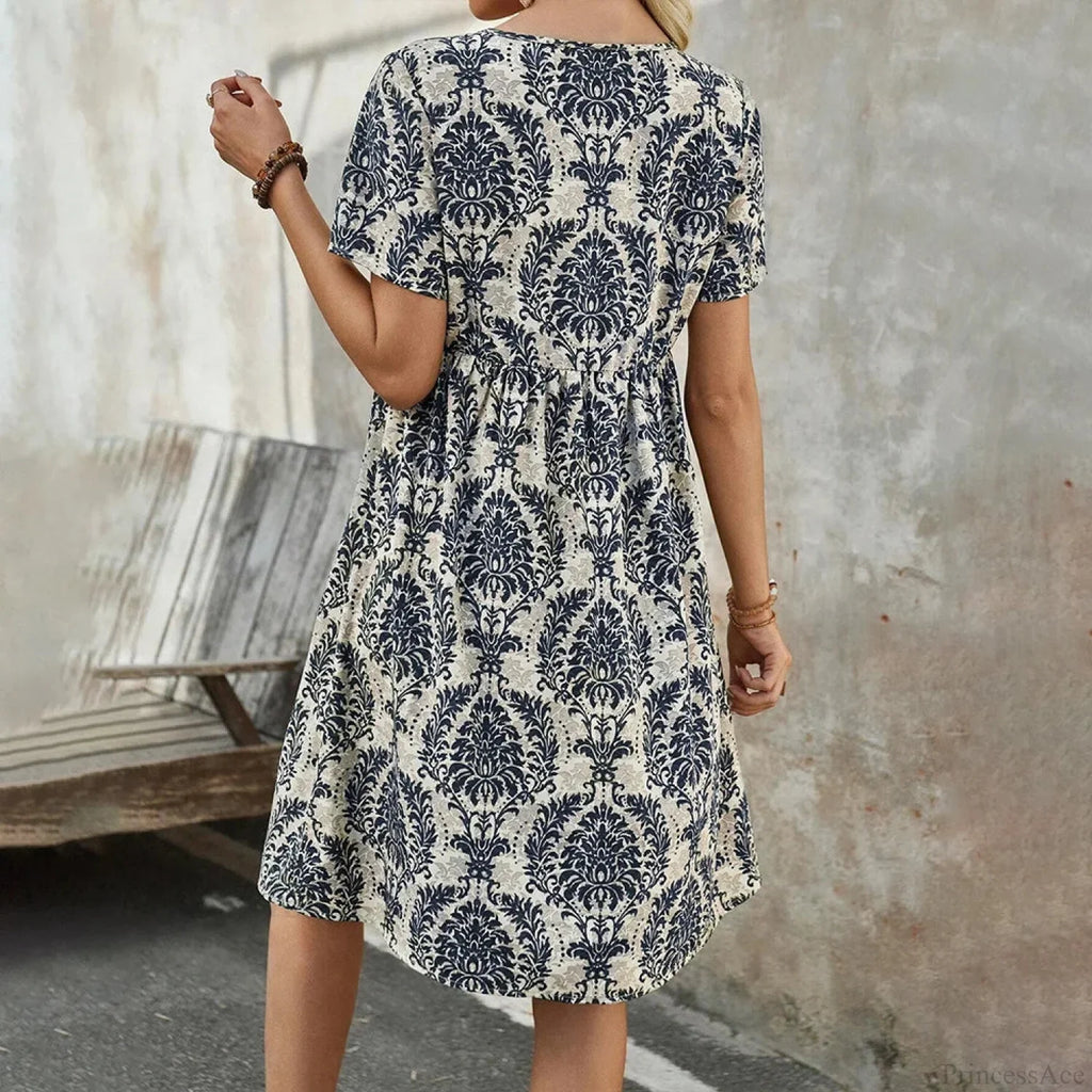 M Floral Casual Slim Summer Sundress