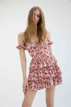 Vera Minimalist Printed Tiered Mini Dress with Corset Premium Wardrobe Essential