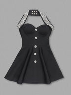 Gabriella Halter Bandage Dress with Rhinestone Detail
