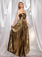 Lamara Halter Gown with Pleated Detail