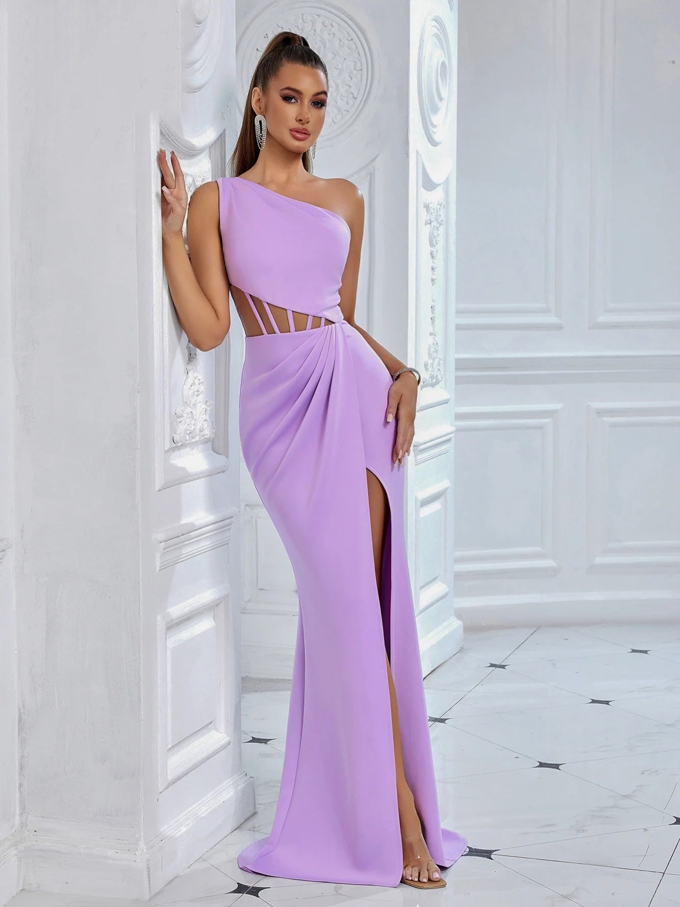 Gemma One Shoulder Cut Out Gown Dress