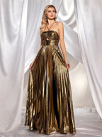 Lamara Halter Gown with Pleated Detail