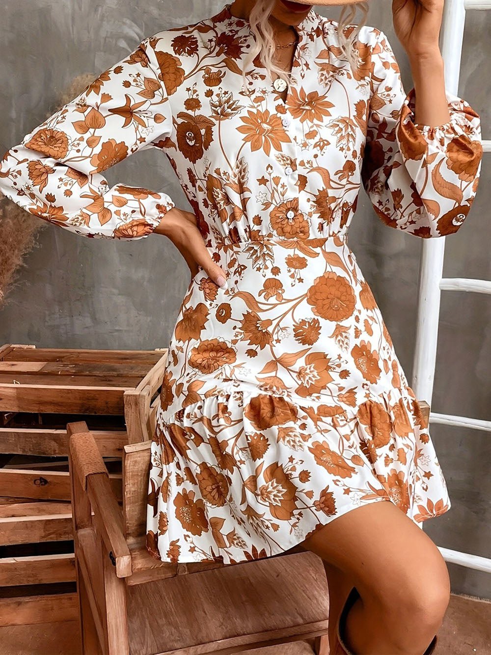 Margaret Ruffle Hem Floral Mini Dress