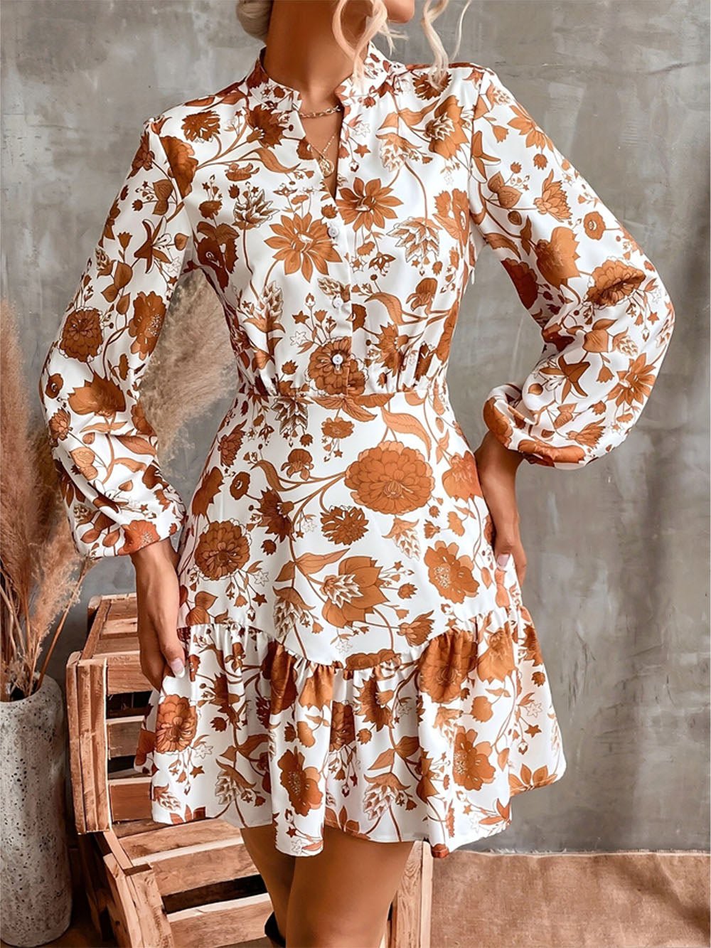 Margaret Ruffle Hem Floral Mini Dress