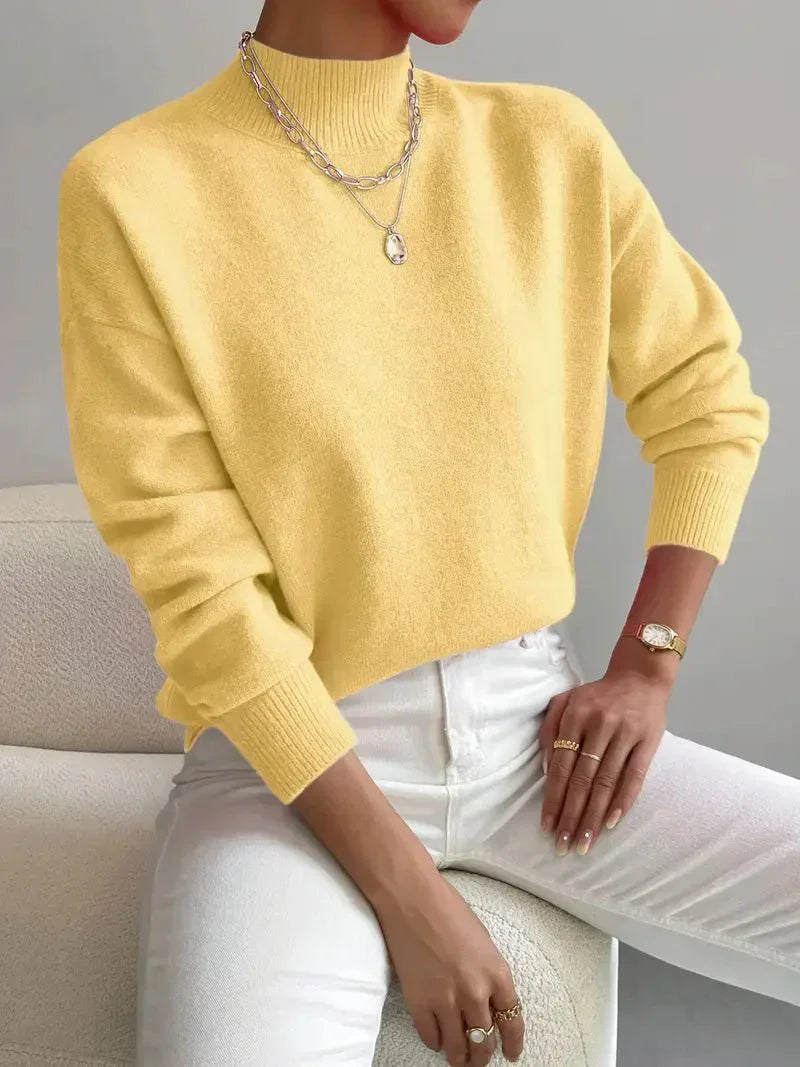 | Women's Mock Neck Sweater in Spring Fabric