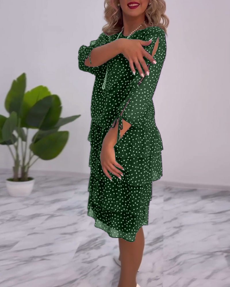 Adriela Premium Polka Dot Layered Dress Statement Occasion Edit