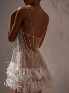 Marie Tassel Mesh Backless Mini Dress
