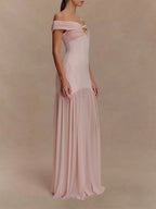 Marielle Off-Shoulder Pleated Maxi Dress