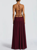 Marina Deep V Buckle Maxi Dress