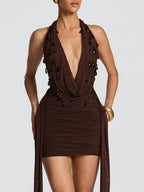 Marina Halter Draped Mini Dress