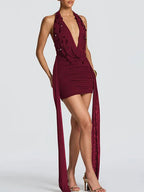 Marina Halter Draped Mini Dress