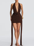 Marina Halter Draped Mini Dress