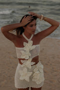 Marta Statement Halterneck Floral Knit Mini Dress Premium Wardrobe Essential