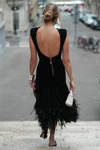 | Backless Midi Dress in Knitted Fabric