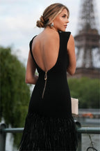 | Backless Midi Dress in Knitted Fabric