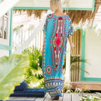 Maxi Kaftan Dress Rayon Ethnic Floral Print Beach Sundress