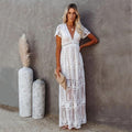 Cerise Minimalist Maxi Lace Ibiza Dress Elevated Occasion Wear
