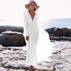 Leire Effortless Women's Boho Long Dress with Deep V Neck Elevated Occasion Wear