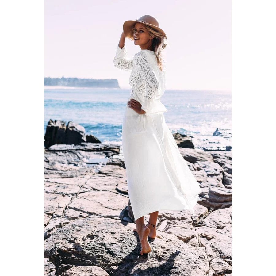 Leire Effortless Women's Boho Long Dress with Deep V Neck Elevated Occasion Wear