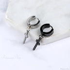 Men Rebellious Cross Stars Stainless Steel Earring