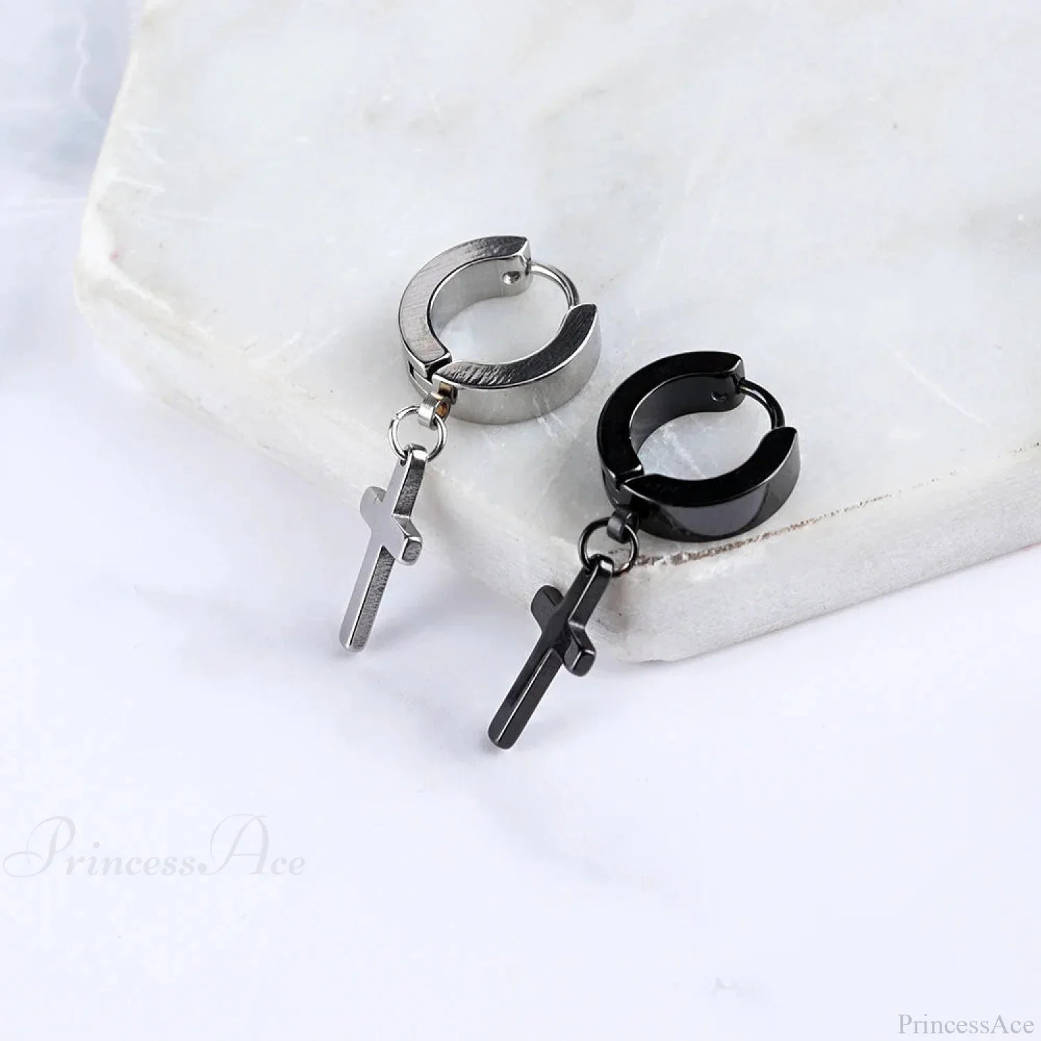 Men Rebellious Cross Stars Stainless Steel Earring