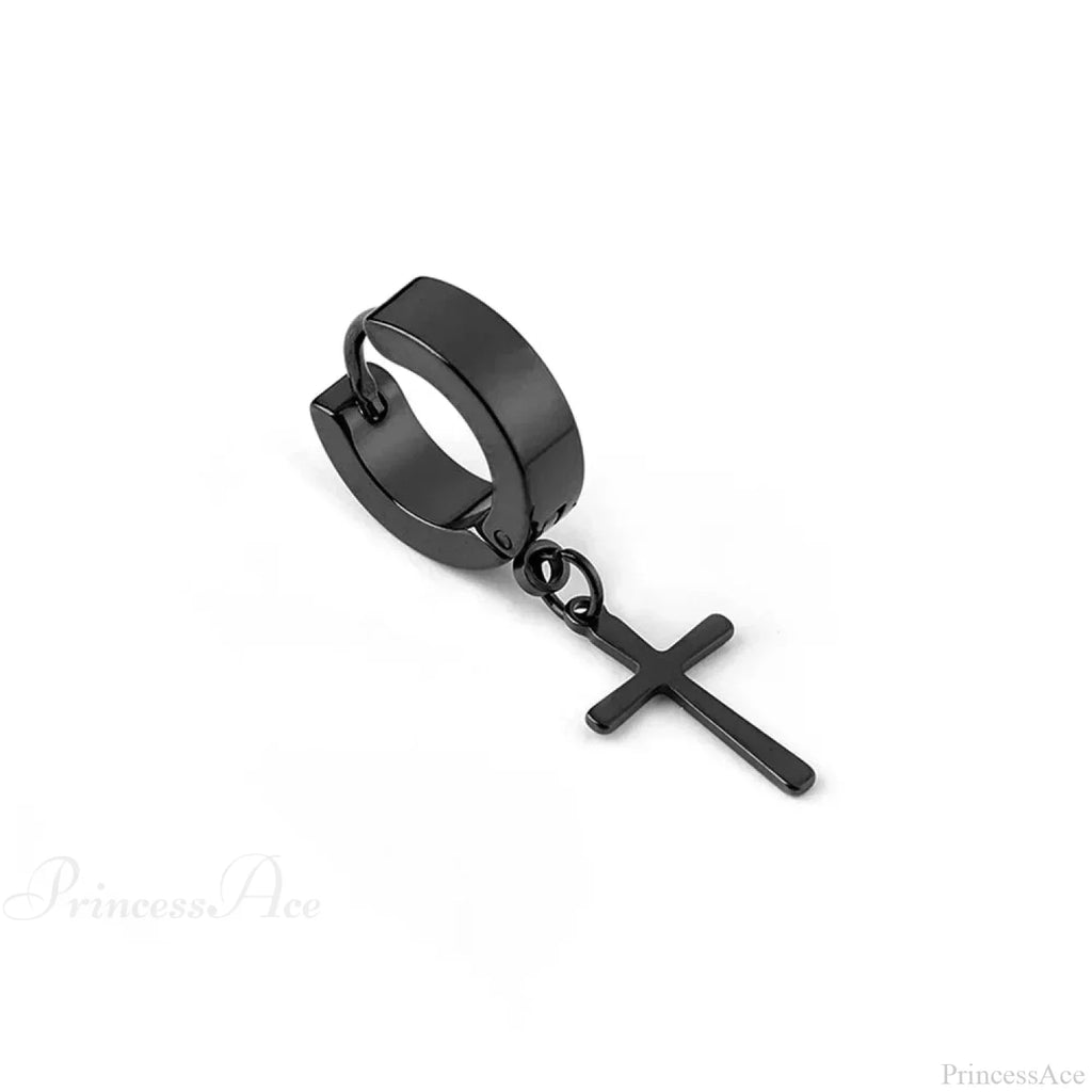 Men Rebellious Cross Stars Stainless Steel Earring