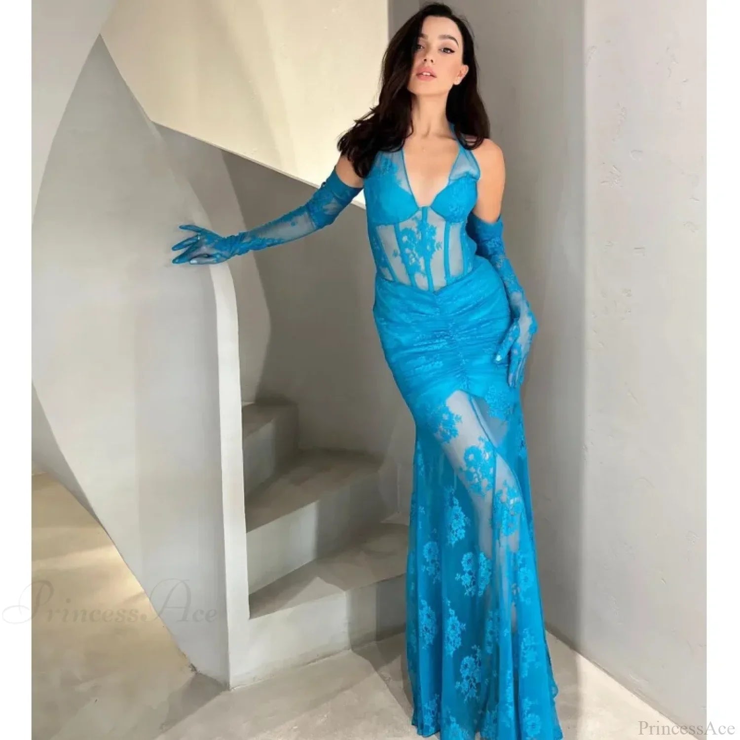Mermaid Lace V-Neck Party Dress