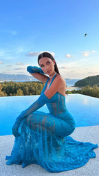 Mermaid Lace V-Neck Party Dress