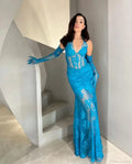 Mermaid Lace V-Neck Party Dress