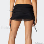 Mesh Double Layered Ruched Skirt