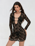 Mesh Flower Babydoll Mini Dress