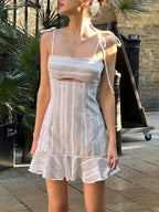 Mesh Hollow-Out Strap Mini Dress