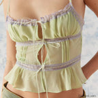 Mesh Lace Hollow-Out Crop Top