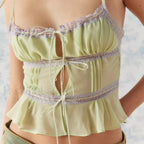 Mesh Lace Hollow-Out Crop Top
