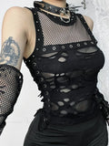 Mesh Patchwork Crop Top