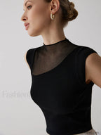 Mesh Patchwork Sleeveless Top