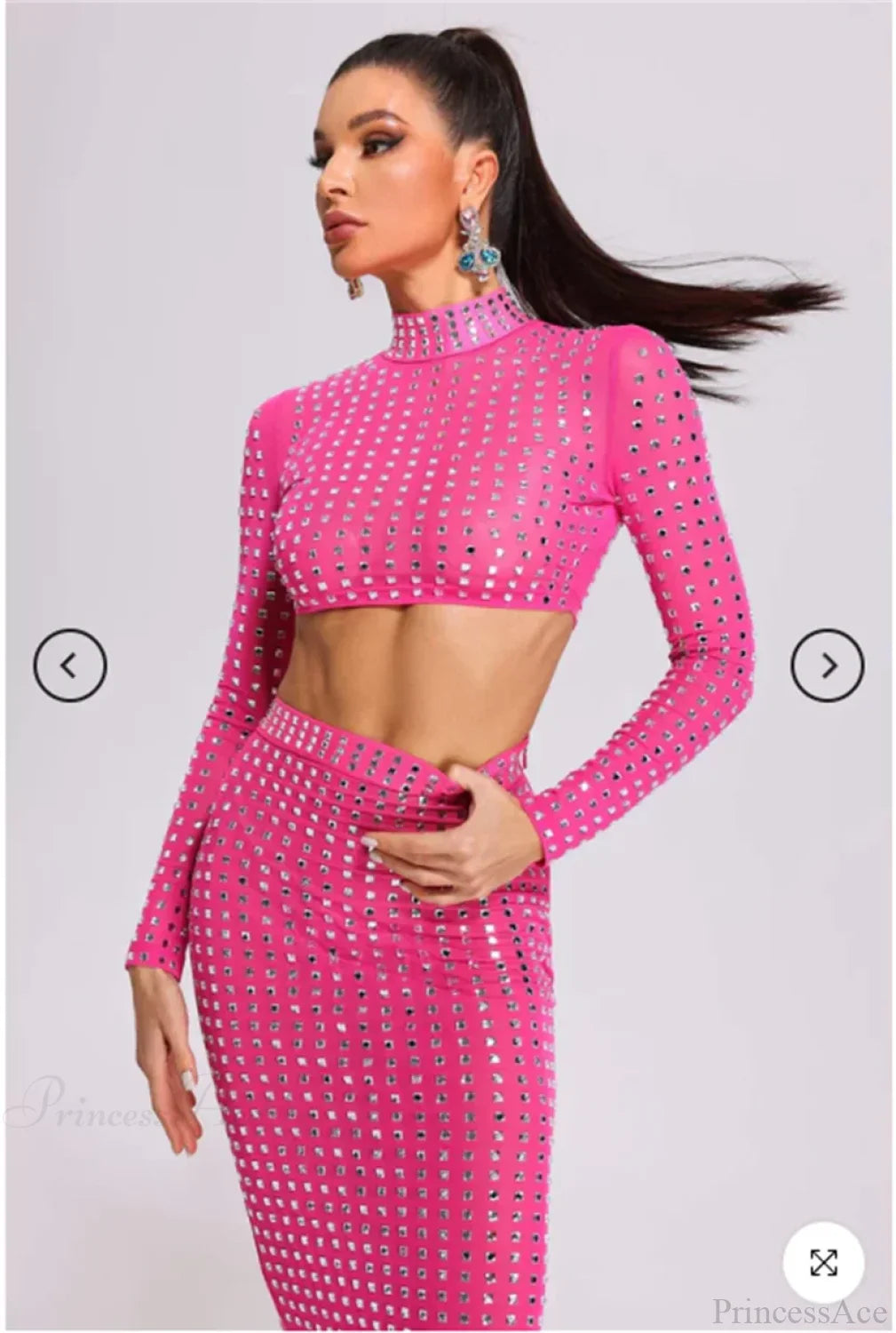 Mesh Top Skirt Sparkling Party Dress