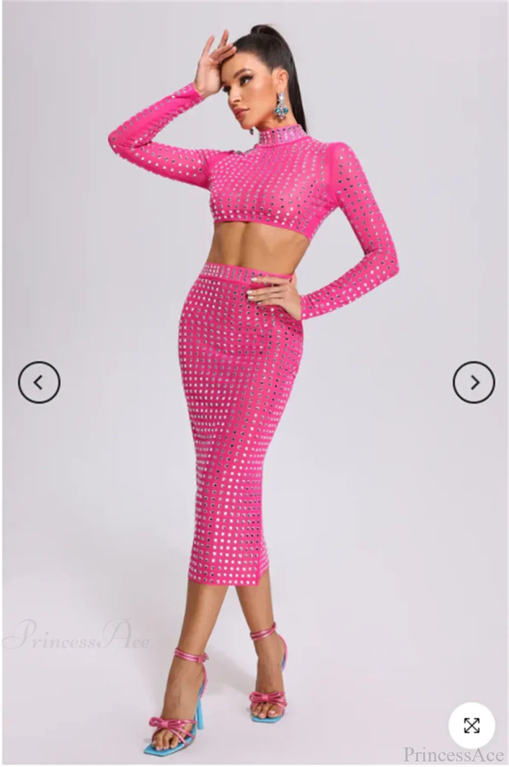 Mesh Top Skirt Sparkling Party Dress
